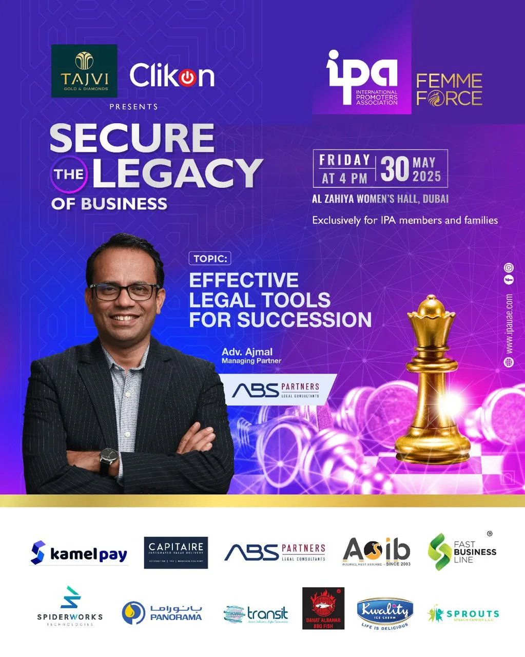 IPA Dubai: “Secure the Legacy of Business” – Adv. Ajmal Khan Nadakkal on Legal Tools for Succession