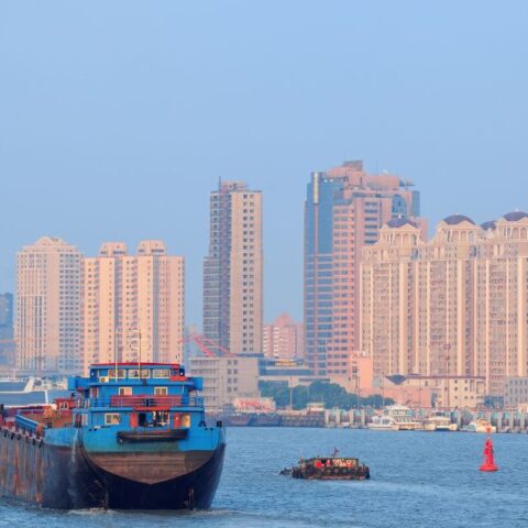 Cargo vessel under Abu Dhabi Maritime waterway safety regulations