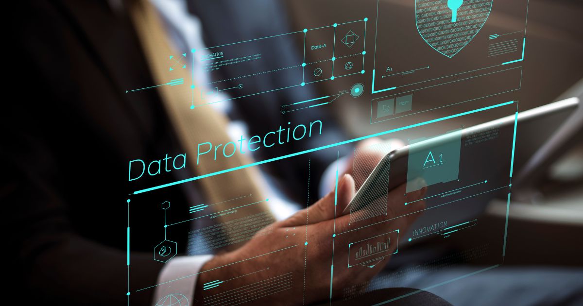 UAE PDPL digital data protection interface with cybersecurity and privacy dashboard.