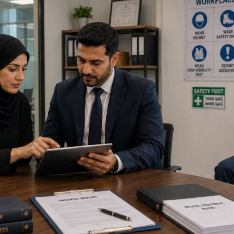Workplace Injury Compensation in UAE under MoHRE rules with injured worker and HR compliance review